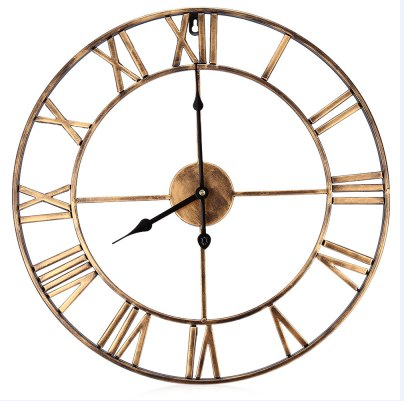 18.5 Inch Oversized 3D Iron Decorative Wall Clock Retro Roman Numerals Design.png