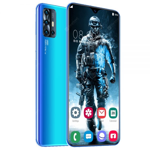 V19 Smartphone MT6799 Quad Core 6.7 inch HD+ 4GB RAM + 64GB ROM Android 9.0 13MP + 48MP Cameras 4800mAh Battery Face ID Unlock