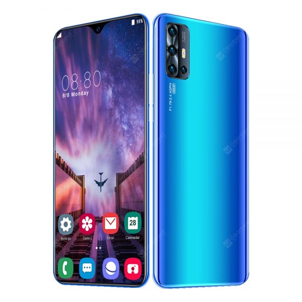 V19 Smartphone MT6799 Quad Core 6.7 inch HD+ 4GB RAM + 64GB ROM Android 9.0 13MP + 48MP Cameras 4800mAh Battery Face ID Unlock