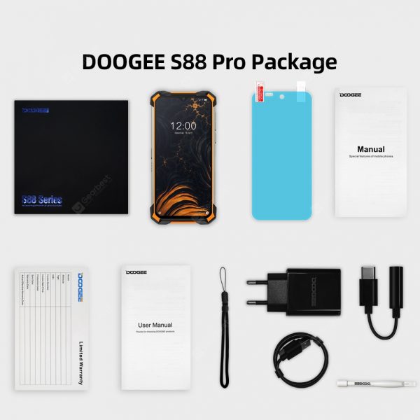 IP68 IP69K DOOGEE S88 Pro Rugged Mobile Phone 10000mAh Telephones Helio P70 Octa Core 6GB RAM 128GB ROM Smartphone Android 10 OS