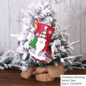 New Year Christmas Stocking Sack Xmas Gift Candy Bag Noel Christmas Decorations for Home Natal Navidad Sock Christmas Tree Decor