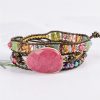 Leather Wrap Bracelet Exclusive 3 Strands Natural Stone Multi Color Bohemian Beads Crystal Weaving bracelet wrap Bracelet Gifts