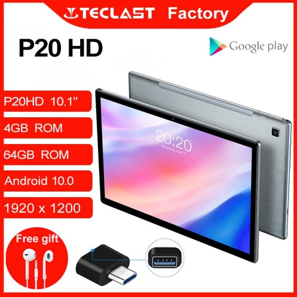 Teclast P20HD 10.1" Tablet Octa Core Android 10 1920x1200 SC9863A 4GB RAM 64GB ROM 4G phone Call AI Speed-up Dual Wifi Tablet PC