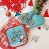 2Pcs/set Oven gloves Potholders For Kitchen Christmas Decorations Baking Accessories New Year 2021 Home Anti-scald Backing tools