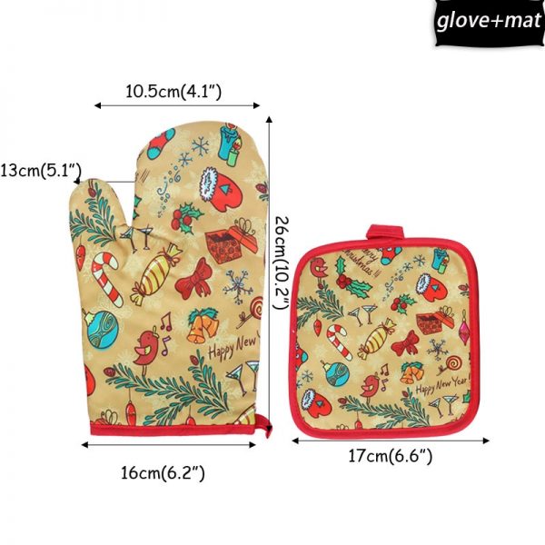 2Pcs/set Oven gloves Potholders For Kitchen Christmas Decorations Baking Accessories New Year 2021 Home Anti-scald Backing tools