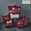 Christmas Cartoon Santa Claus Elk Cushion Cover Red Plaid Throw Pillow Christmas Ornaments Natale 2020 Xmas Gifts Sofa Cushions