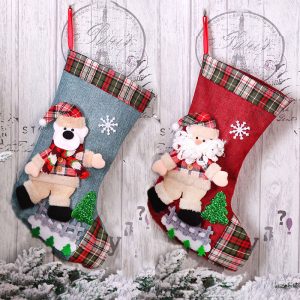 New Year Christmas Stocking Sack Xmas Gift Candy Bag Noel Christmas Decorations for Home Natal Navidad Sock Christmas Tree Decor