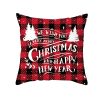 Christmas Cartoon Santa Claus Elk Cushion Cover Red Plaid Throw Pillow Christmas Ornaments Natale 2020 Xmas Gifts Sofa Cushions