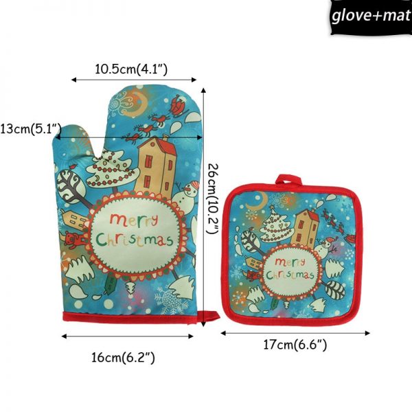 2Pcs/set Oven gloves Potholders For Kitchen Christmas Decorations Baking Accessories New Year 2021 Home Anti-scald Backing tools