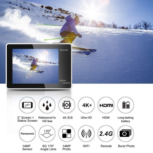 EKEN H6s 4K Ultra HD 14MP EIS Action Camera Wiht Remote Control A12 Chip 30m Waterproof Panasonic Sensor Sport Camera