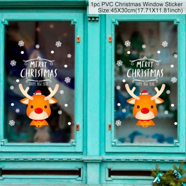 Christmas Window Stickers Christmas Decorations for Home Navidad 2020 Christmas Ornaments Xmas Party Decor Happy New Year 2021