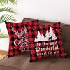 Christmas Cartoon Santa Claus Elk Cushion Cover Red Plaid Throw Pillow Christmas Ornaments Natale 2020 Xmas Gifts Sofa Cushions