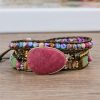 Leather Wrap Bracelet Exclusive 3 Strands Natural Stone Multi Color Bohemian Beads Crystal Weaving bracelet wrap Bracelet Gifts