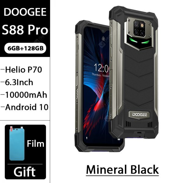 IP68 IP69K DOOGEE S88 Pro Rugged Mobile Phone 10000mAh Telephones Helio P70 Octa Core 6GB RAM 128GB ROM Smartphone Android 10 OS