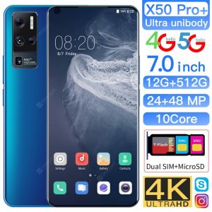 X50 Pro+ 7 Inch Big Screen Smartphones 10-Core MT6889 5G LET Cellphones 12GB+512GB Android10 5500mAh Dual SIM Mobile Phone