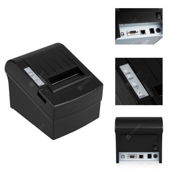 Black 300mm/sec 80mm Thermal Dot Receipt Printer