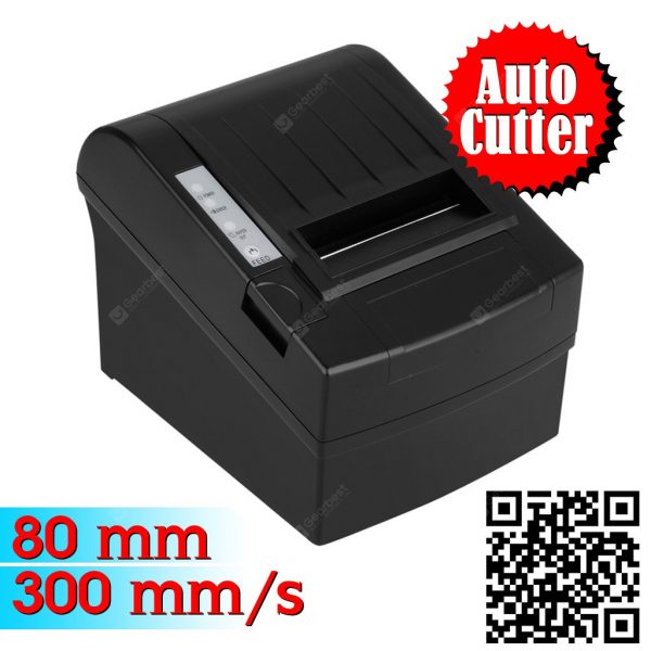 Black 300mm/sec 80mm Thermal Dot Receipt Printer