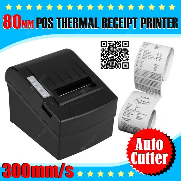 Black 300mm/sec 80mm Thermal Dot Receipt Printer