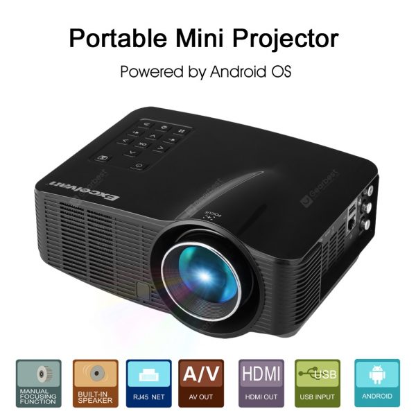 Excelvan Portable LED wifi Android Projector 640*480 AV/HDMI out/USB/SD home theater black AU