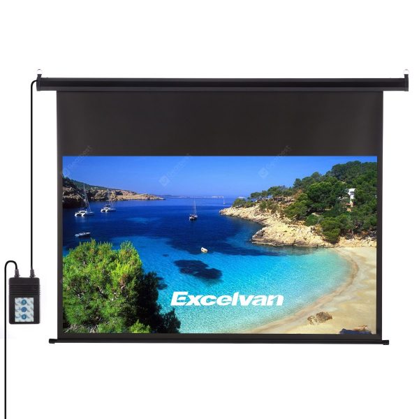 Excelvan 120-inch 16:9 1.2 Gain Wall Ceiling Electric Motorized HD Projector Screen with Remote Control Up and Down for Home and Office