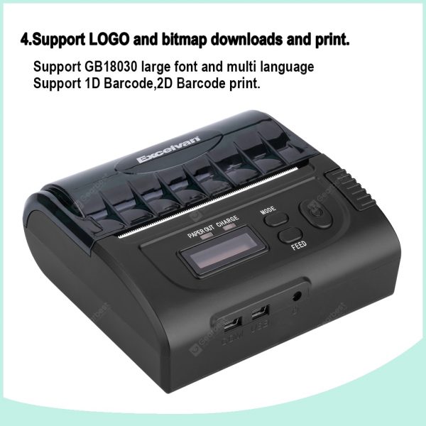 Excelvan Portable Bluetooth Wireless 80mm Thermal Dot Receipt Printer EU