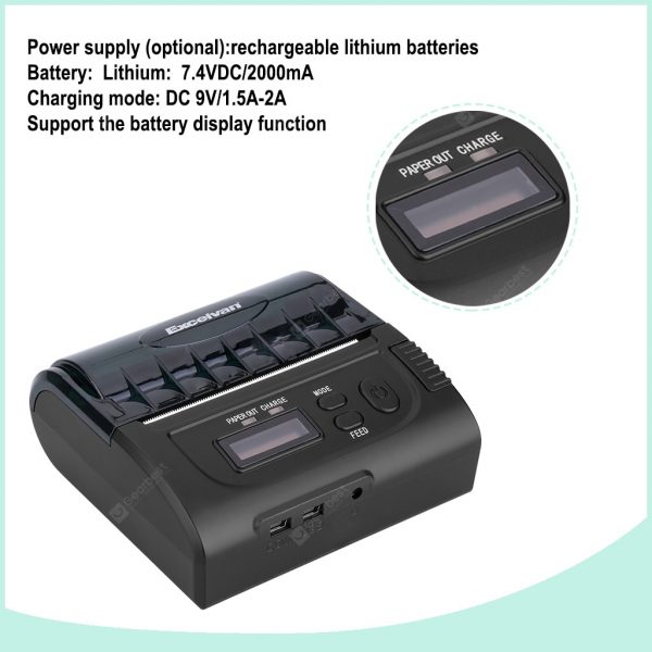 Excelvan Portable Bluetooth Wireless 80mm Thermal Dot Receipt Printer EU