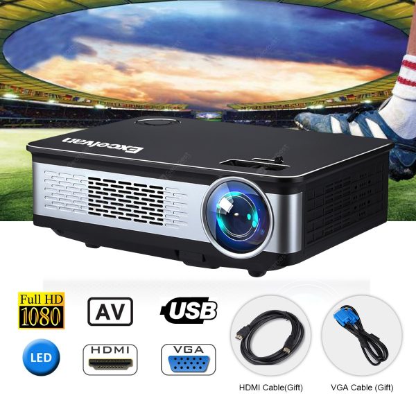 Excelvan Z720 1280*768 Native Resolution 3300 Lumens Z720 Multimedia Projector Support 1080P With HDMI VGA USB*2 AV Interfaces For Home Cinema Game Outdoor Movie