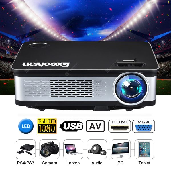 Excelvan Z720 1280*768 Native Resolution 3300 Lumens Z720 Multimedia Projector Support 1080P With HDMI VGA USB*2 AV Interfaces For Home Cinema Game Outdoor Movie