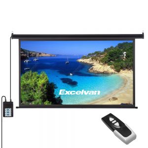 Excelvan 100-inch 16:9 1.2 Gain Wall Ceiling Electric Motorized HD Projector Screen with Remote Control