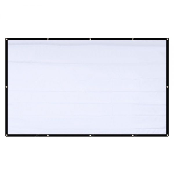 Excelvan 16:9 Collapsible White Portable Projector Cloth Screen With Hanging Hole For Home And Outdoor Use