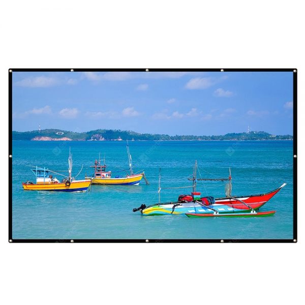 Excelvan 16:9 Collapsible White Portable Projector Cloth Screen With Hanging Hole For Home And Outdoor Use