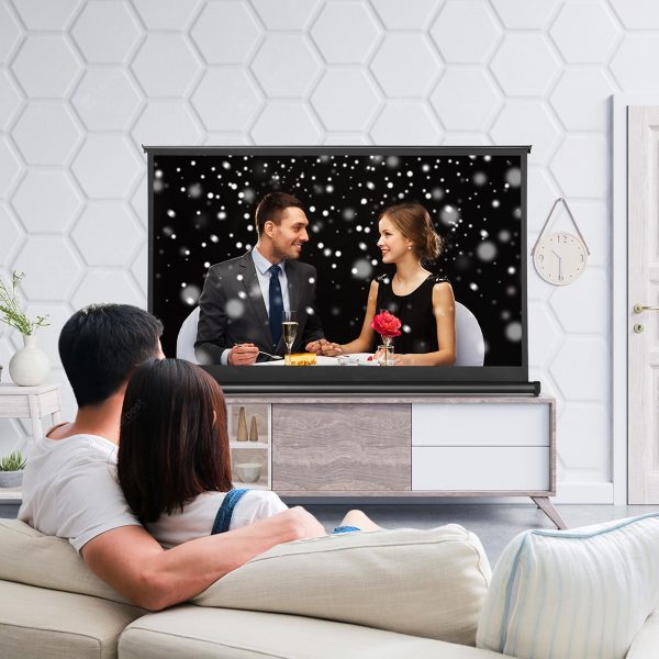 Exquizon Mini Retractable 50 Inch Table-Top Projection Screen Suitable for 16:9 Aspect Ratio HD Movies in Outdoor Indoor Home Cinema Presentations in Business