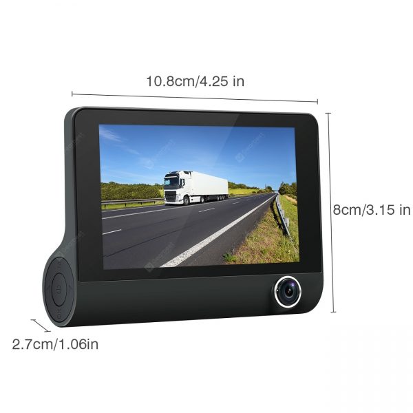 3 Lens Car Dash Camera 4inch Display HD 1080P Car DVR Video Recorder 170 Degree Wide Angle