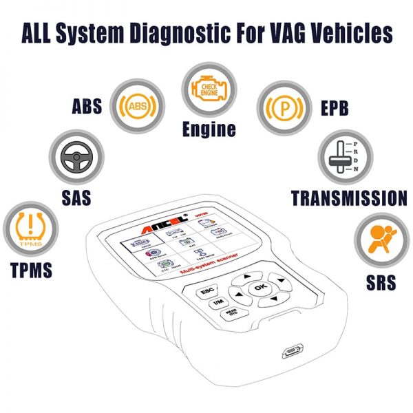 ANCEL VD700 All System OBD2 Scanner with 8 Special Functions for VAG Vehicles Diagnosis Code Reader