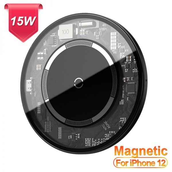 Baseus 15W Qi Magnetic Wireless Charger for iPhone 12 Mini 11 Pro Max Xs Induction Fast Wireless Charging Pad for Samsung Xiaomi