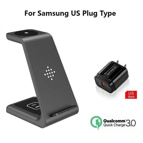 Wireless Charger Samsung 3 in 1 10W Fast Charging Qi-Certified, Compatible Samsung S10/ S10+ Airpods, Galaxy Watches Galaxy buds