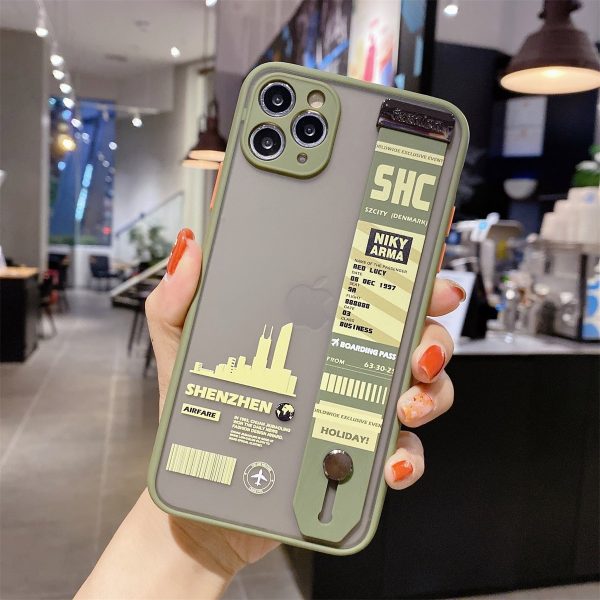 Hot Luxury Tokyo Shanghai INS travel City Ticket Barcode Wrist Bracket Silicon case for iPhone 11 12 Pro X XS MAX 7 8 plus Cover