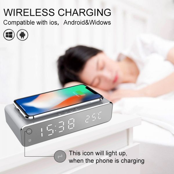 Fast Wireless Charger LED Alarm Clock Phone Wireless Charger Charging Pad Thermometer For IPhone 11 Pro XS Max X 8 Plus Samsung