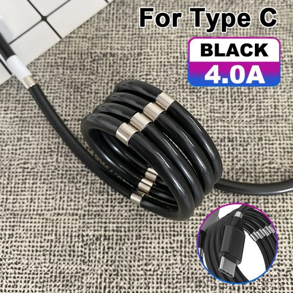 Magic Rope USB-C Magnetic Cable Type C USB Cable 4A Phone Fast Charging Data Sync Cord For Samsung A51 S10 S20 Charging Cable