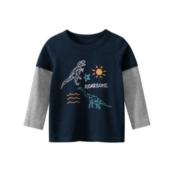 New Spring Children's clothing boy T-shirt wholesale big dinosaur pattern baby clothing mother kids clothes with 100% cotton T