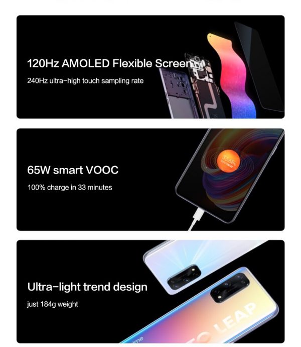 New Arrival 5G NFC Smartphone realme x7 Pro 8GB 128GB 120Hz Screen RefreshRate 65W SmartVOOC MTK1000+ 64MP Quad Camera Cellphone