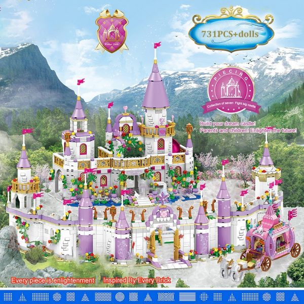 731PCS Princess Series Castle Building Blocks Magical Ice Castle Bricks Compatible Girls Friends Educational Toys For Children