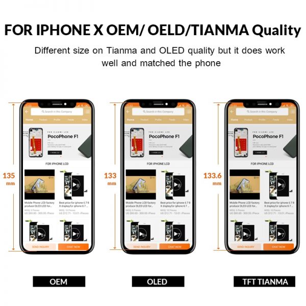 Grade For iPhone X S Max XR LCD Display For Tianma OLED OEM Touch Screen With Digitizer Replacement Assembly Parts Black