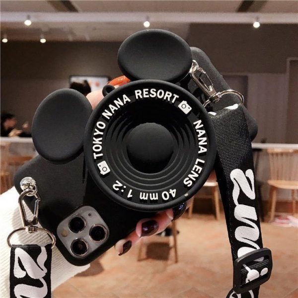 3D Camera Cartoon Coin Bags Soft Silicon Phone Case For iPhone 12 11 Pro XS Max X 8 7 6s Plus SE 2020 XR Cover With Lanyard