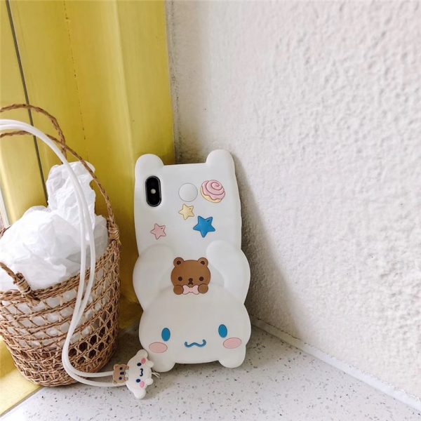 Cute 3D doll Melody Cinnamoroll phone case for iphone 11 Pro X XR XS MAX 6 7 8 plus lovely dog soft silicone cover lanyard coque