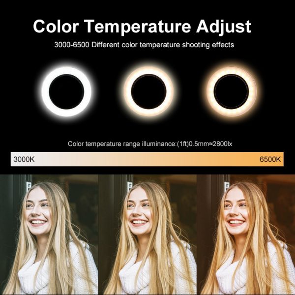 26CM LED Selfie Ring Light Multi-Function Dimmable Ring Light For Cell Phone Holder Camera Live Video Stream Makeup Youtube