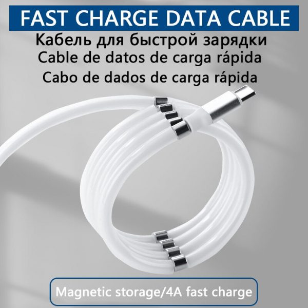 Magic Rope USB-C Magnetic Cable Type C USB Cable 4A Phone Fast Charging Data Sync Cord For Samsung A51 S10 S20 Charging Cable