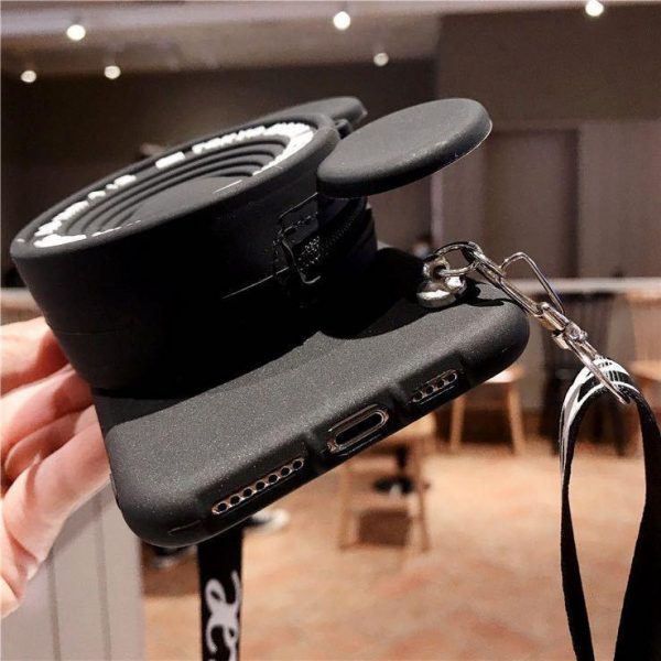 3D Camera Cartoon Coin Bags Soft Silicon Phone Case For iPhone 12 11 Pro XS Max X 8 7 6s Plus SE 2020 XR Cover With Lanyard