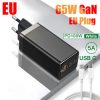 65W Quik Charge 3.0 USB Fast Charging PD GaN Charger For iPhone Xiaomi Huawei Samsung Mobile Phone Laptop Tablet Charge Adapter