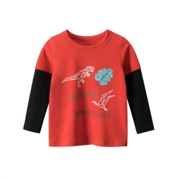 New Spring Children's clothing boy T-shirt wholesale big dinosaur pattern baby clothing mother kids clothes with 100% cotton T